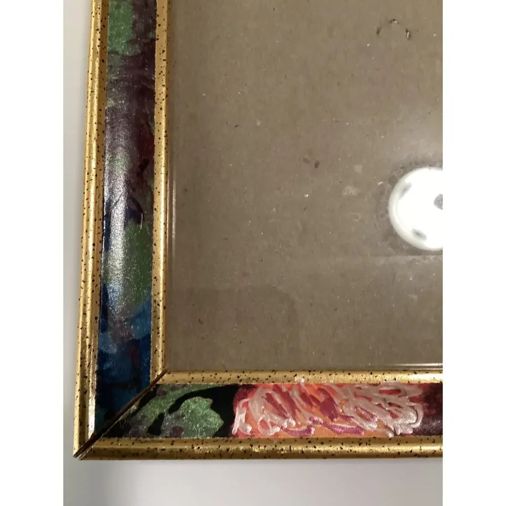 Vntg Gold & Marbled Colorful Floral Pic Frames 8x10 5x7